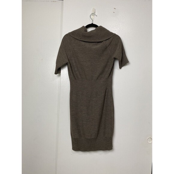 LOFT Women’s Sweater Knit Dress Cowl Neck Brown Merino Wool Blend Size M - Picture 3 of 14
